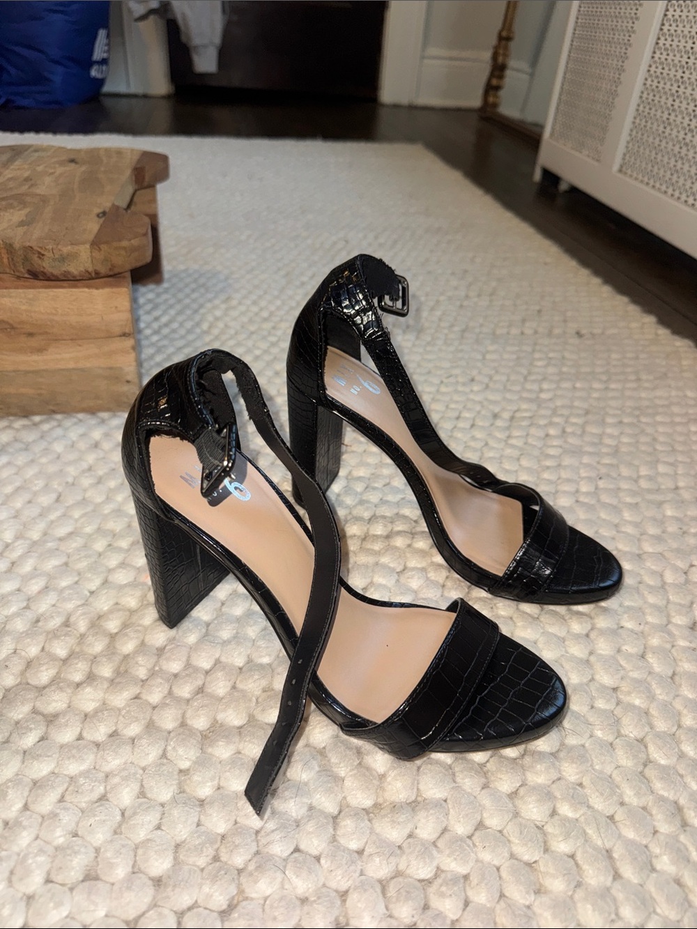 Mix No. 6 Black Croc-Embossed Block Heels